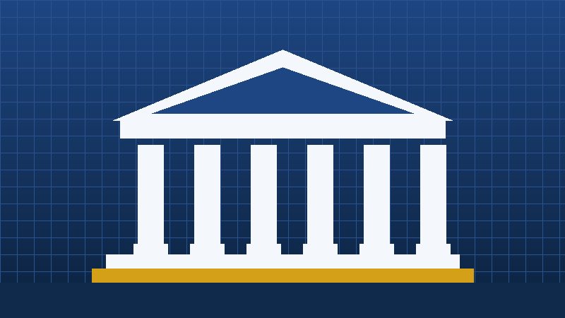 Иллюстрация здания вуза с колоннадой